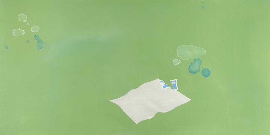 Joe Goode, Clouds, 1973, Oil on canvas, 30 x 60 in...