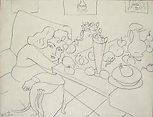Henri Matisse (1867-1938) Femme assis pres d'u...