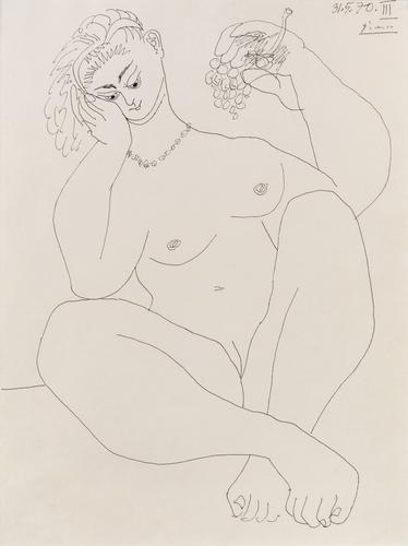 Nu a la Grappe de Raisin, May 31st, 1970 Pen and i...