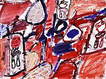Jean Dubuffet (1901-1985) Site avec 3 personnages,...