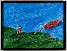 Fisher and Fished 1969 Acrylic on canvas 59 1/2 x...